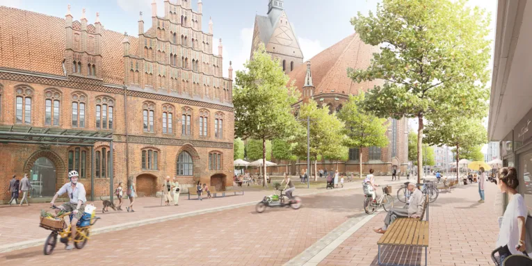 Visualisierung eines Teils der Innenstadt von Hannover.
